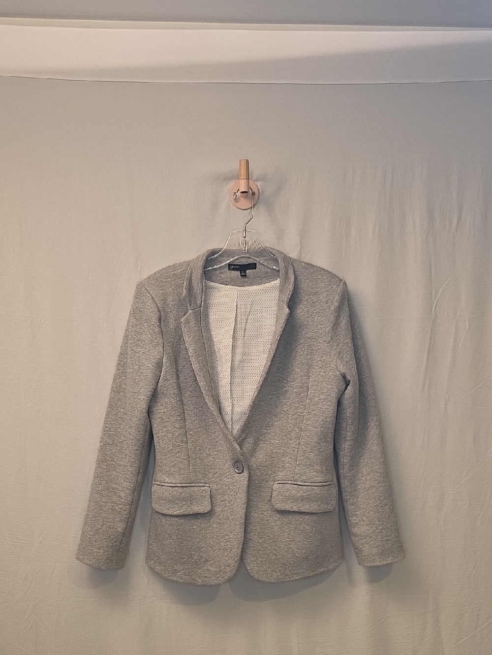 Gibson Light Gray Knit Single-Button Blazer